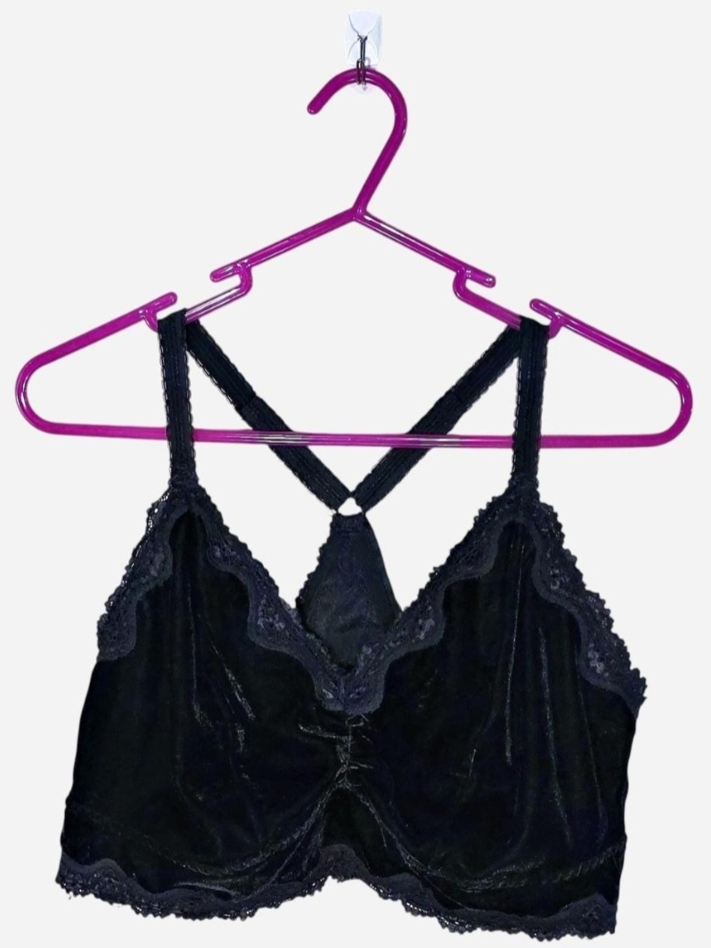 Torrid Black Velvet Lace Bralette w/Adjustable Straps Size: XL